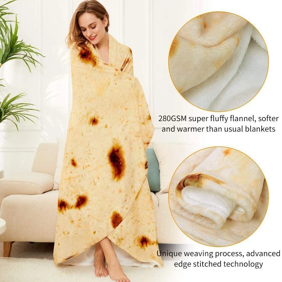 Best Selling 2020 New Printed Throw Pizza Omelette Round Blanket for Kids