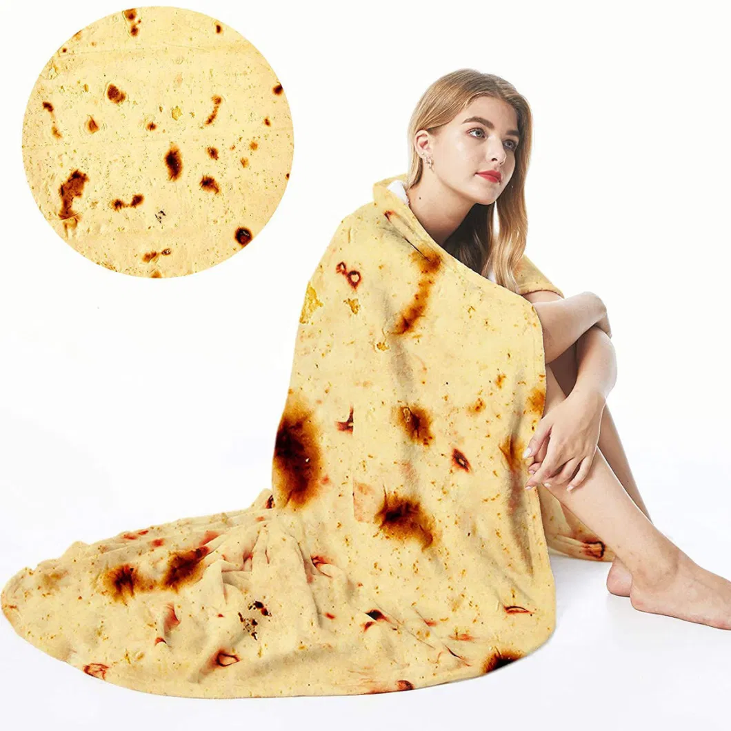 Best Selling 2020 New Printed Throw Pizza Omelette Round Blanket for Kids